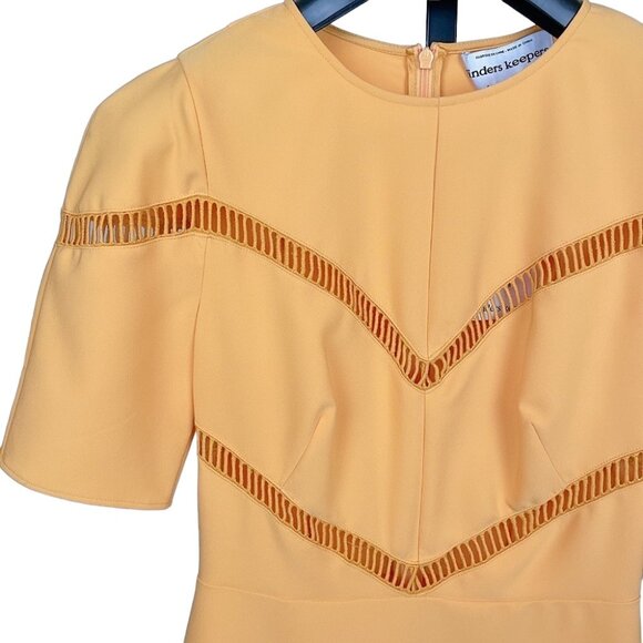 NWT Finders Keepers Lattice Mini Dress Marigold - Picture 5 of 7